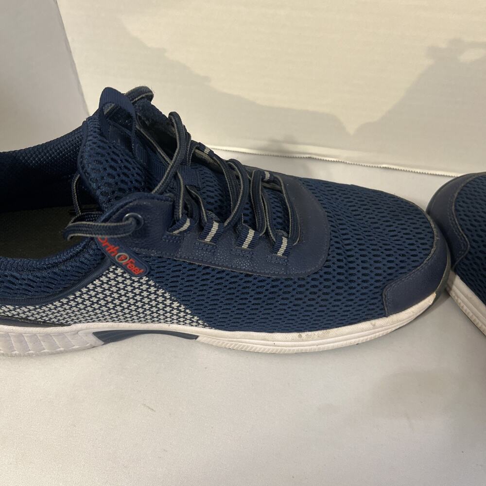 OrthoFeet 616 Edgewater Mens Size 12 (2E) Wide Shoes Navy Blue Stretch Walking - Picture 9 of 11
